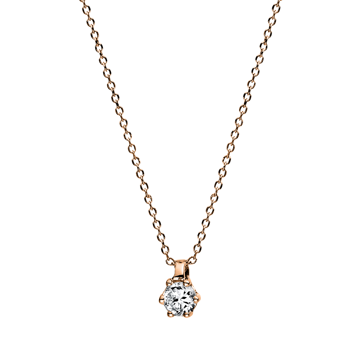 Solitaire Collier 6er-Krappe 14kt Rotgold mit 0,10ct Diamanten