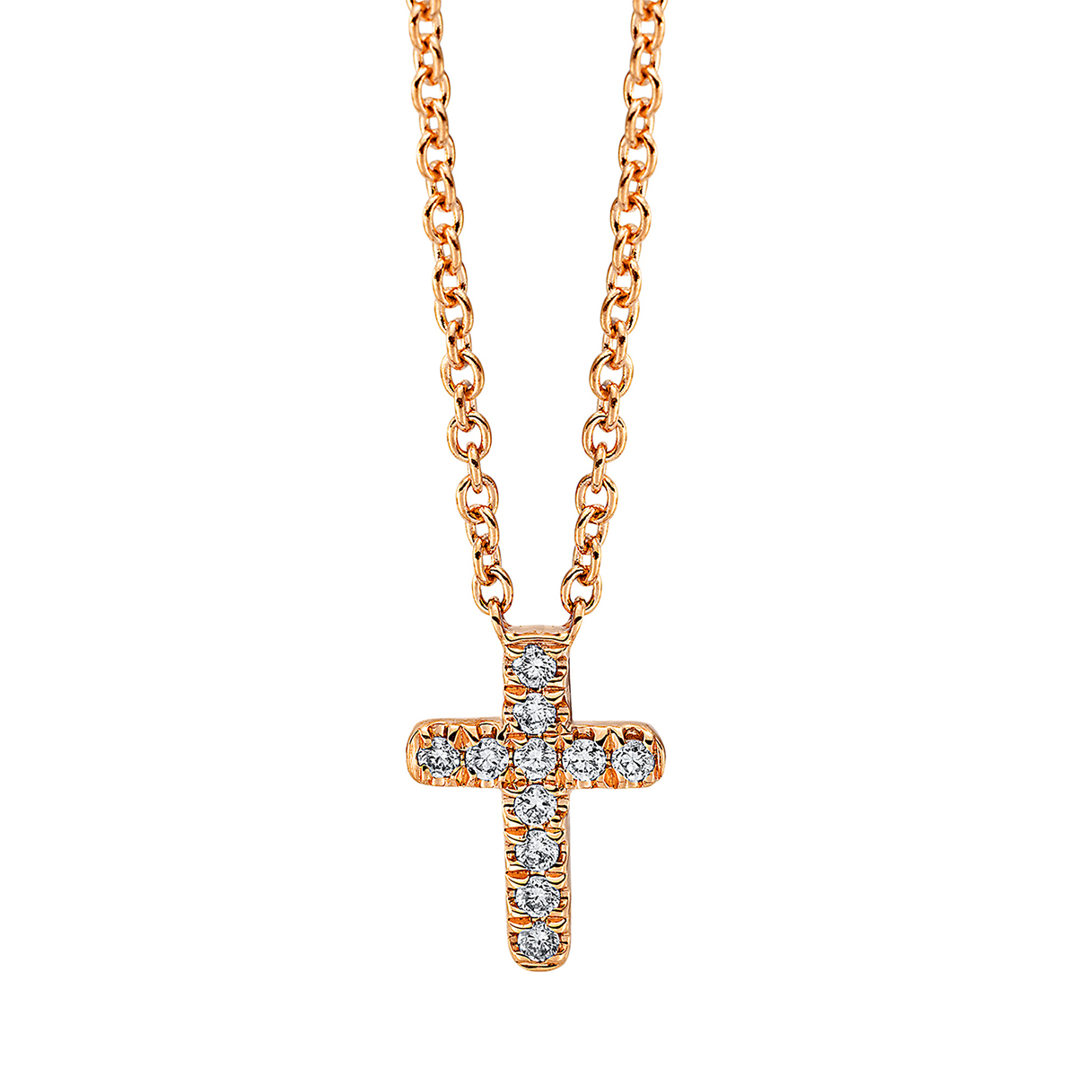 Collier 18 kt RG Kreuz, mit ZÖ 40 cm + 42.5 cm