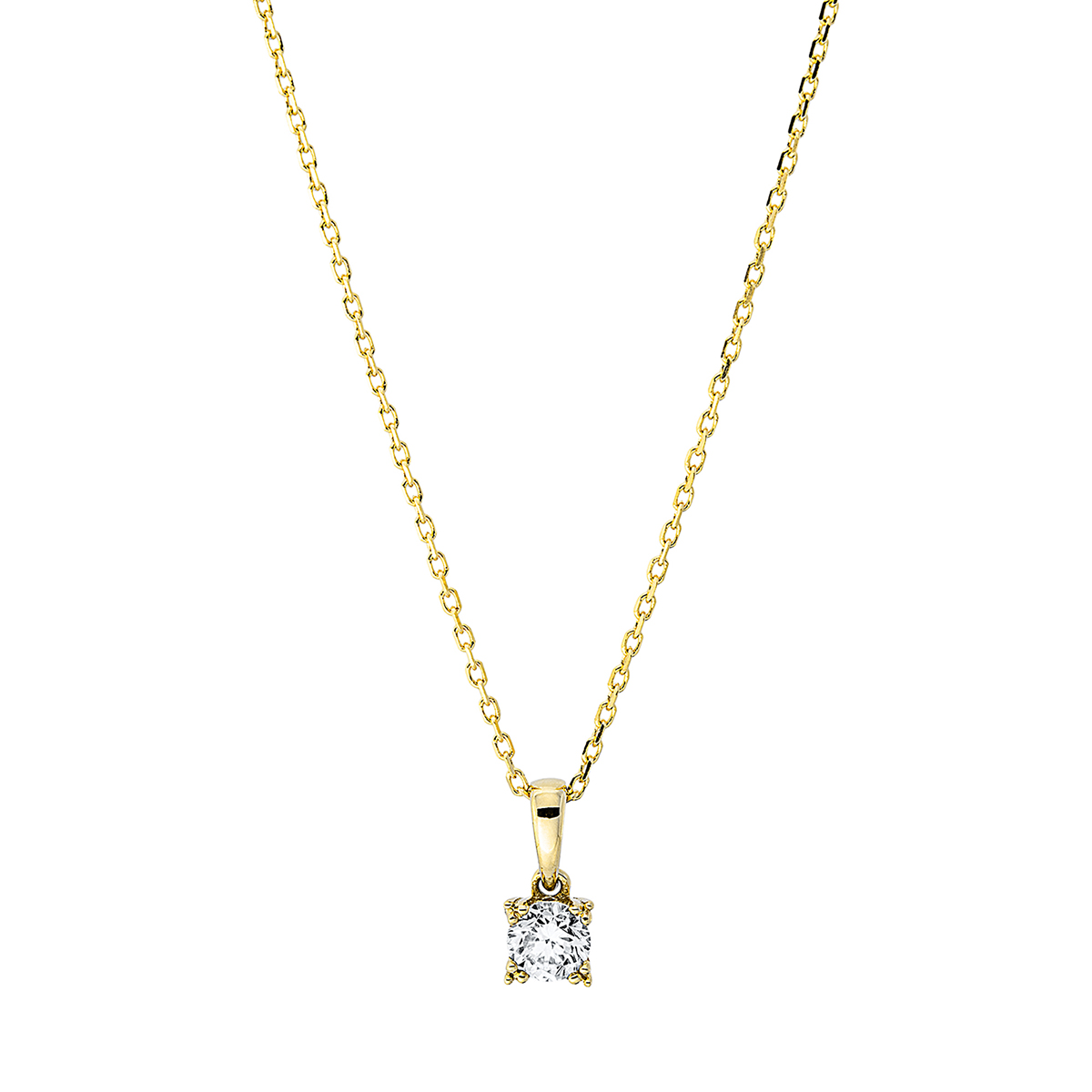 Solitaire Collier 4er-Krappe 18kt Gelbgold mit ZÖ 40 cm + 42 cm mit 0,19ct Diamanten