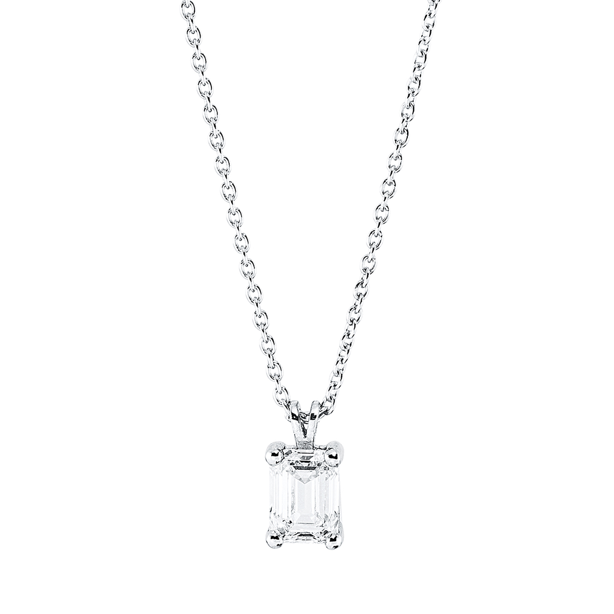 Solitaire Collier  14kt Weißgold mit Öse mit 0,28ct Diamanten