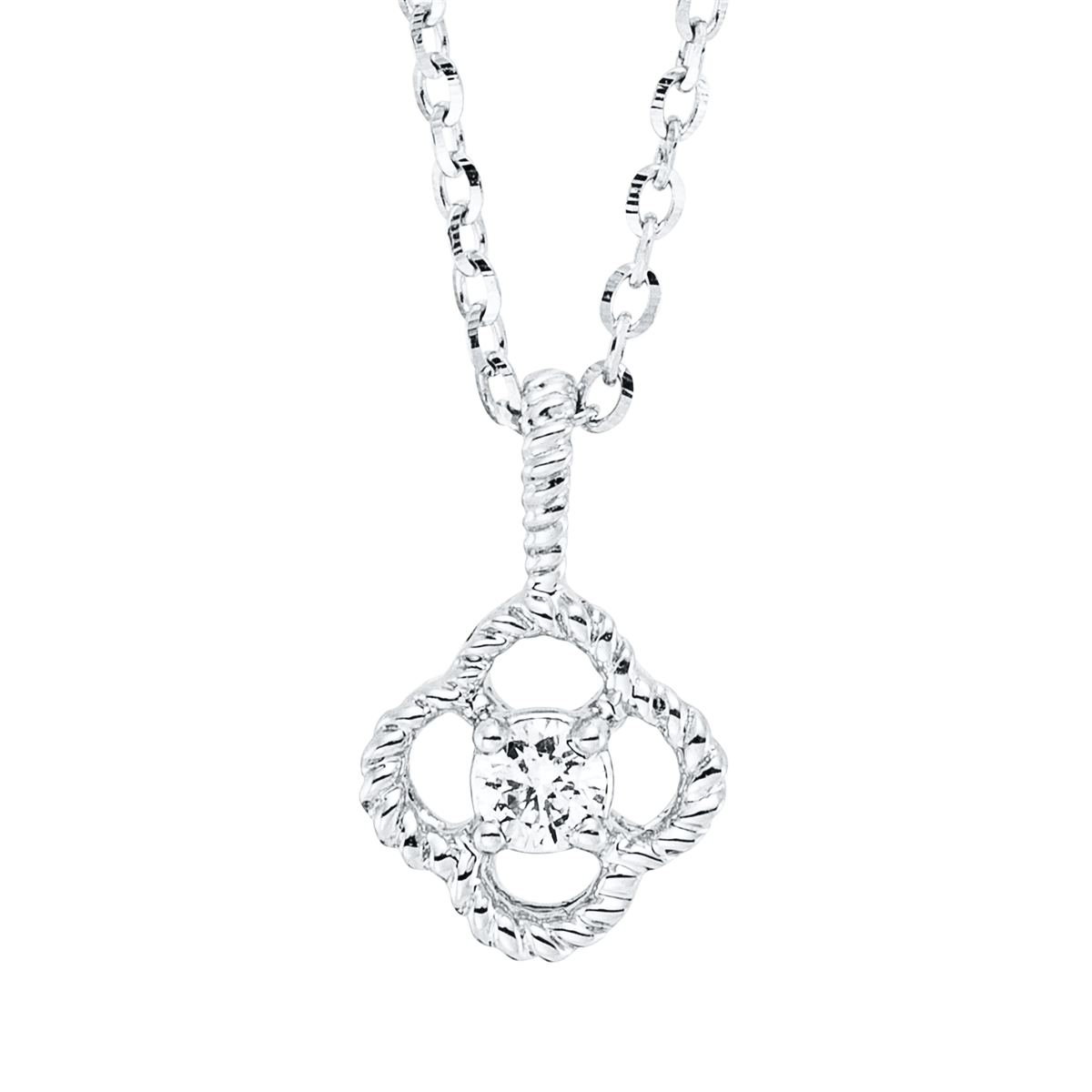 Solitaire Collier  18kt Weißgold mit ZÖ 42 cm mit 0,04ct Diamanten