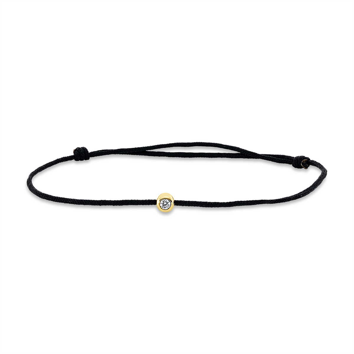 Armband Zarge 18 kt GG, schwarzes cord 15,5-19,5cm