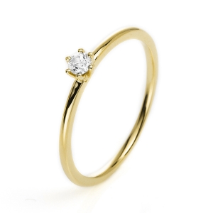 Solitaire Ring 6er-Krappe 18kt Gelbgold mit 0,10ct Diamanten