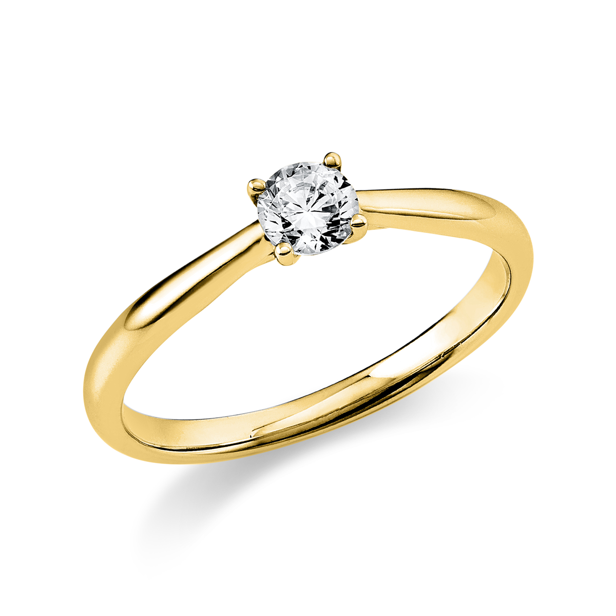 Solitaire Ring 4er-Krappe 18kt Gelbgold mit 0,25ct Diamanten