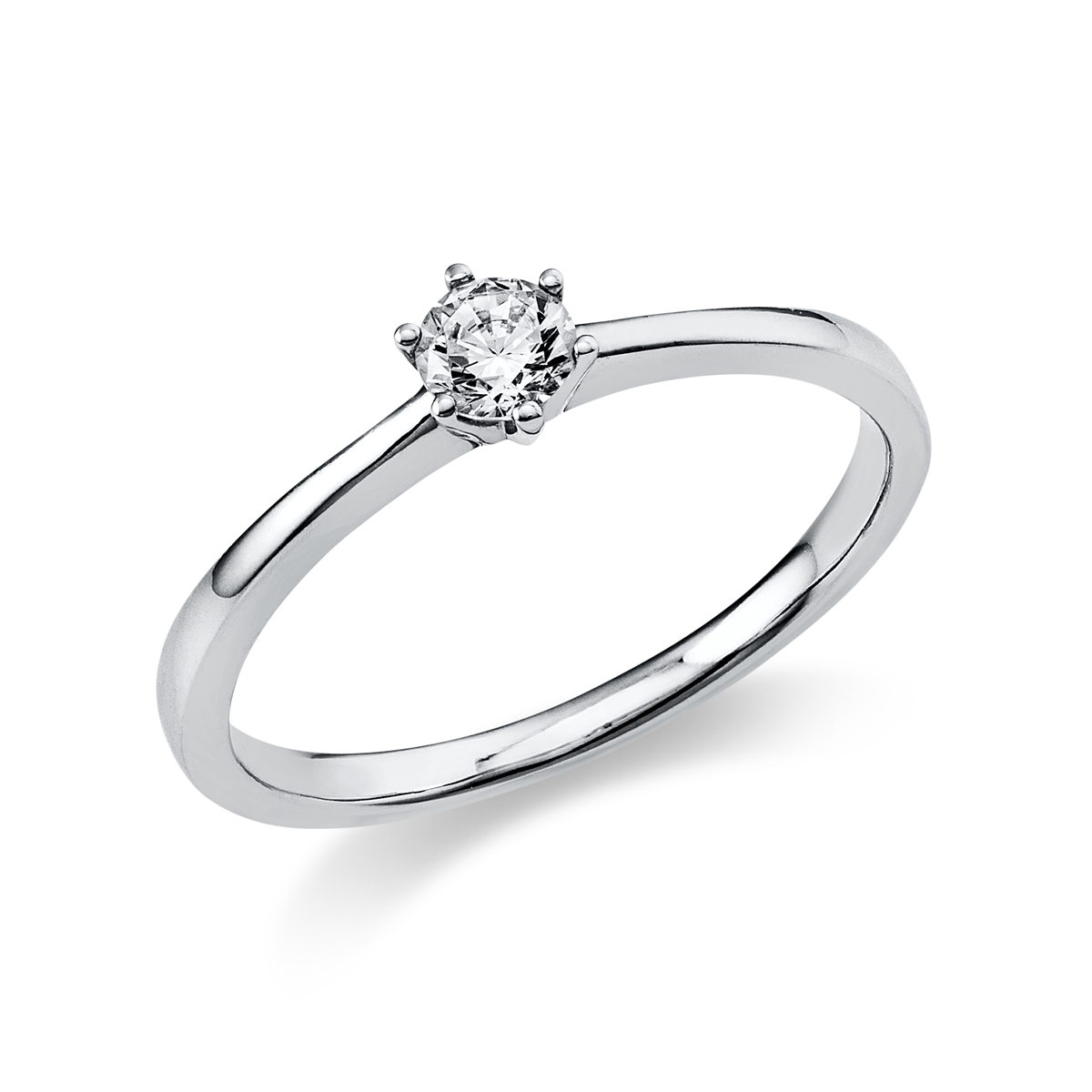 Solitaire Ring 6er-Krappe 950PL Platin mit 0,20ct Diamanten