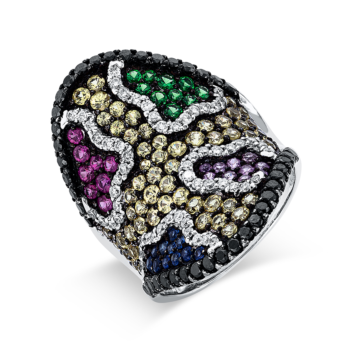 Ring 18 kt WG, Fassung teils schwarz rhodinie