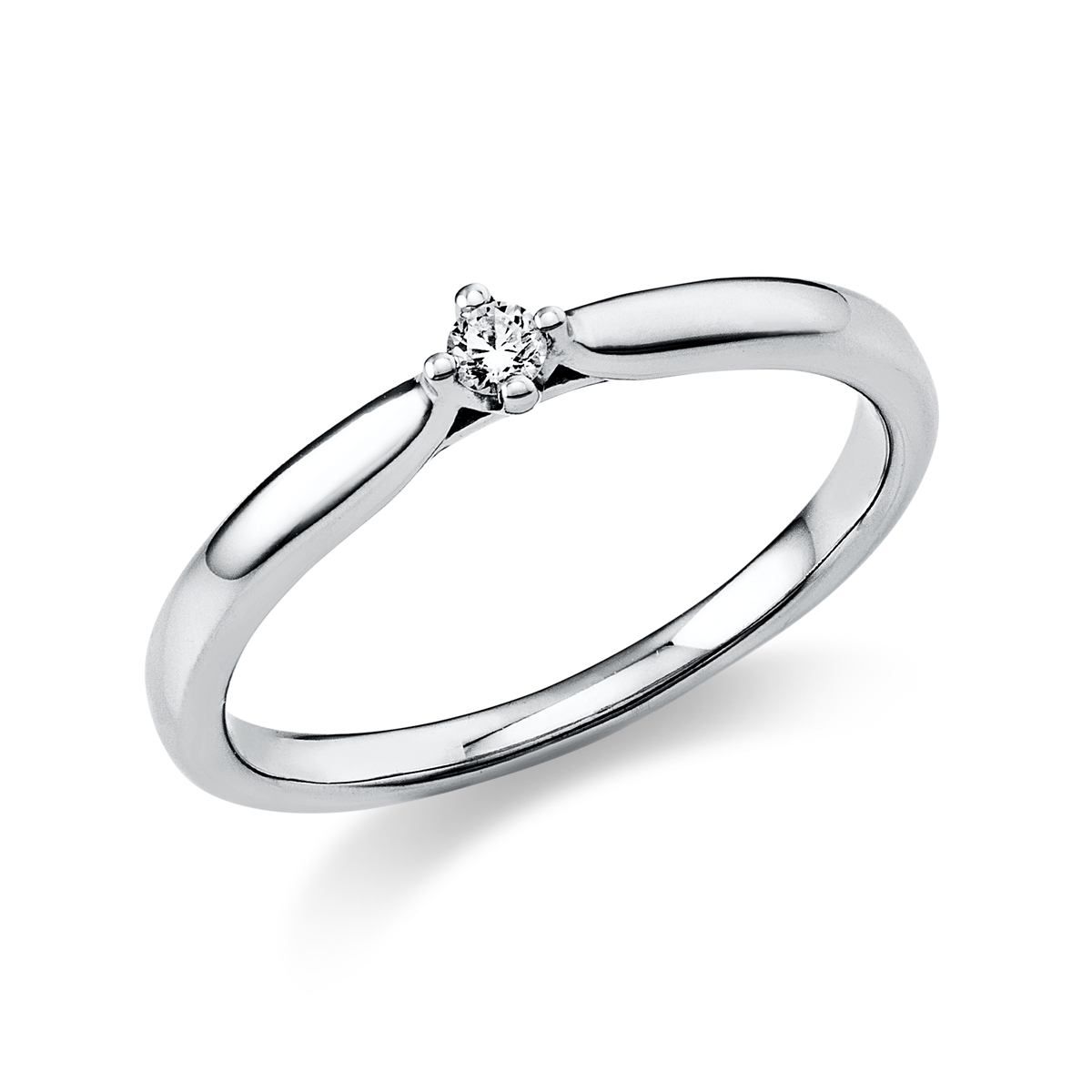 Solitaire Ring 4er-Krappe 14kt Weißgold mit 0,05ct Diamanten
