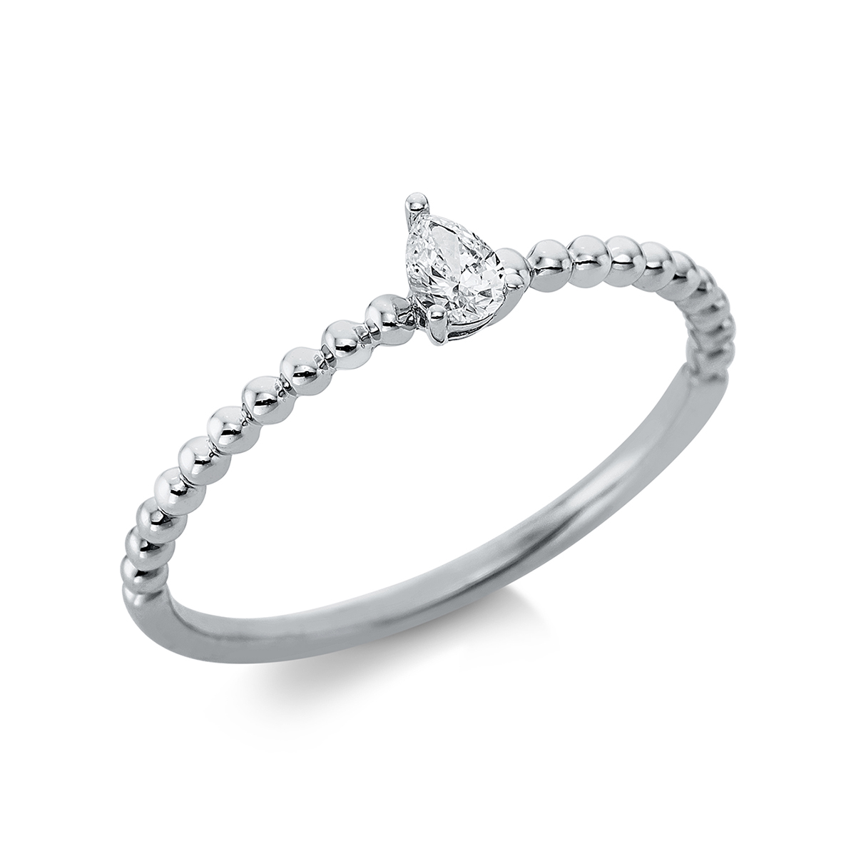 Solitaire Ring 3er-Krappe 18kt Weißgold mit 0,10ct Diamanten