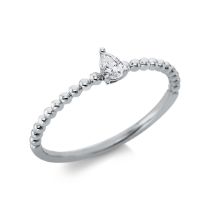 Solitaire Ring 3er-Krappe 18kt Weißgold mit 0,10ct Diamanten