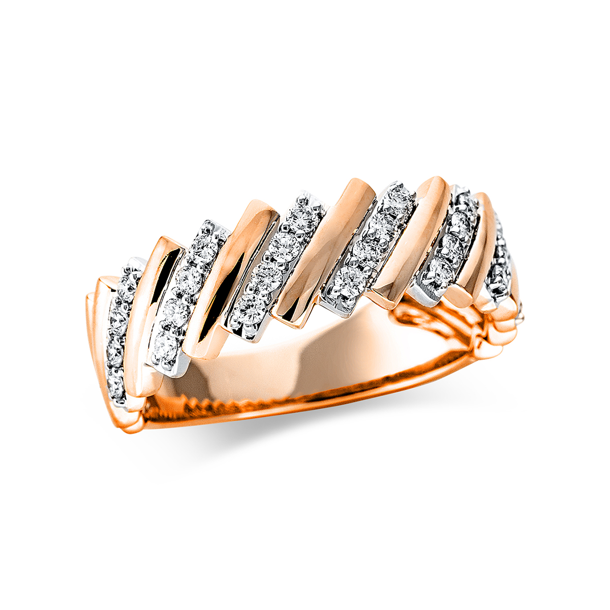 Ring 18 kt RG, Fassung rhodiniert