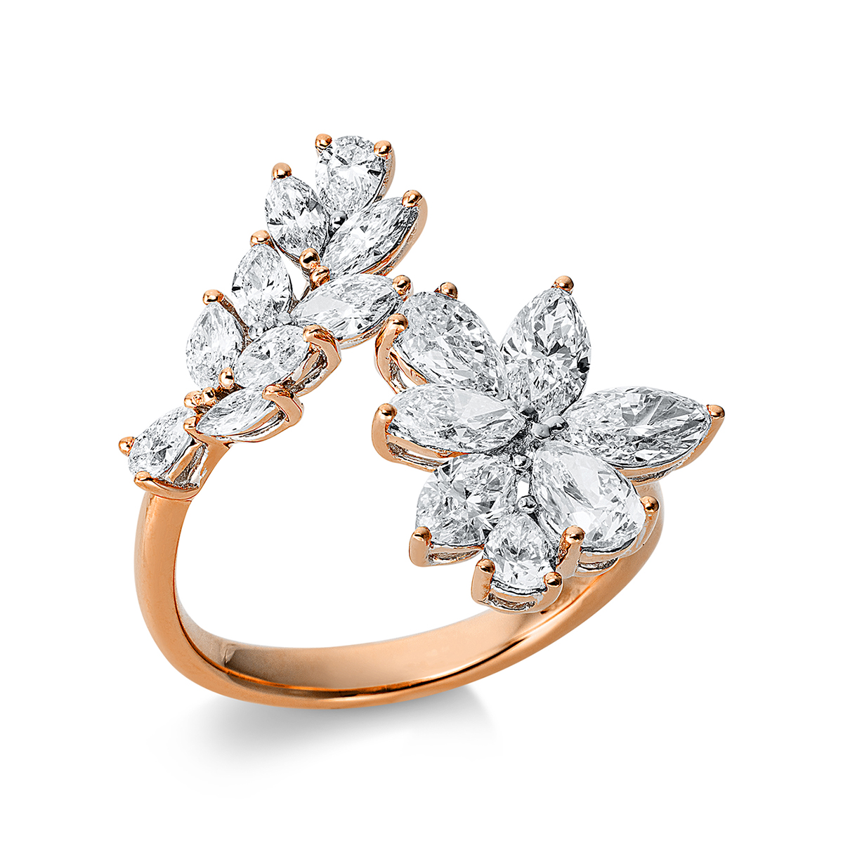 Ring 18 kt RG, Fassung rhodiniert