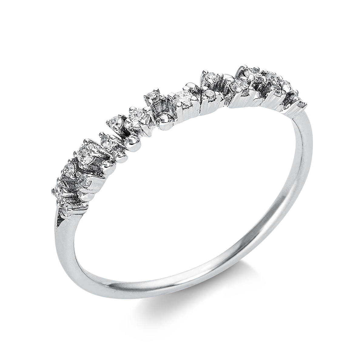 Memoire halb Ring  18kt Weißgold mit 0,12ct Diamanten