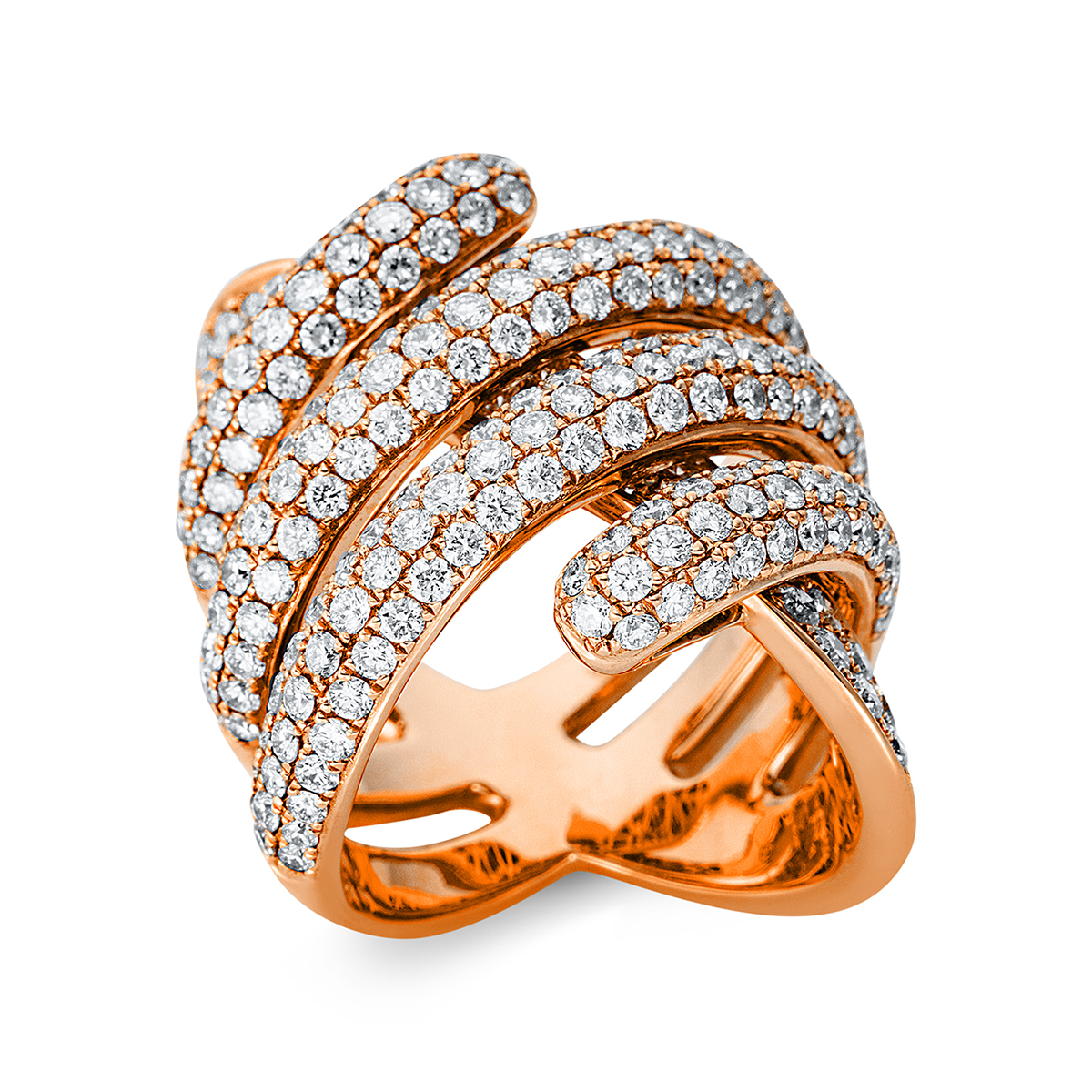 Pavé Ring  18kt Rotgold mit 4,19ct Diamanten