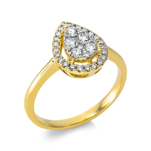 Ring 18 kt GG Tropfen, Fassung rhodiniert