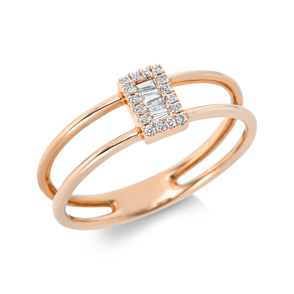 Ring 14 kt RG, Fassung rhodiniert