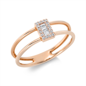 Ring 14 kt RG, Fassung rhodiniert