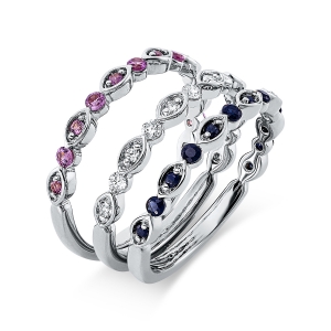 Ring 18 kt GG, Fassung rhodiniert