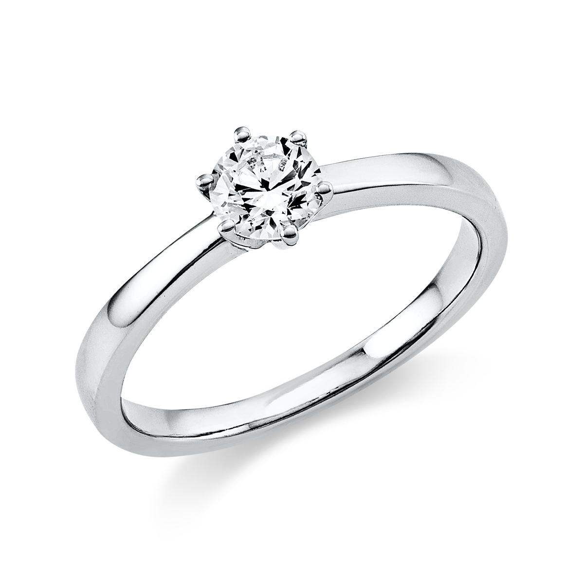 Solitaire Ring 6er-Krappe 14kt Weißgold GIA2226536784 mit 0,40ct Diamanten