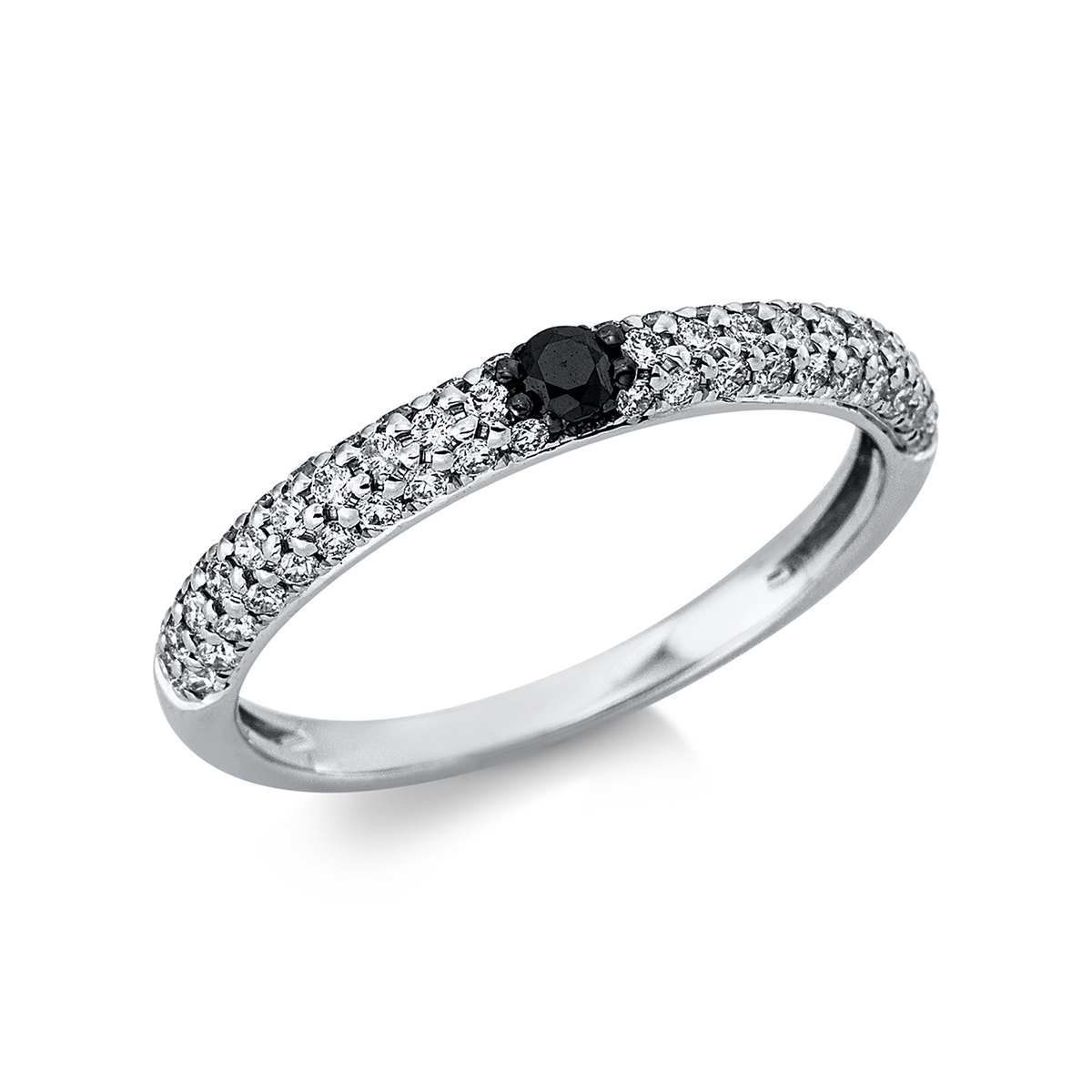 Ring  18kt Weißgold Fassung teils schwarz rhodinie mit 0,51ct Diamanten