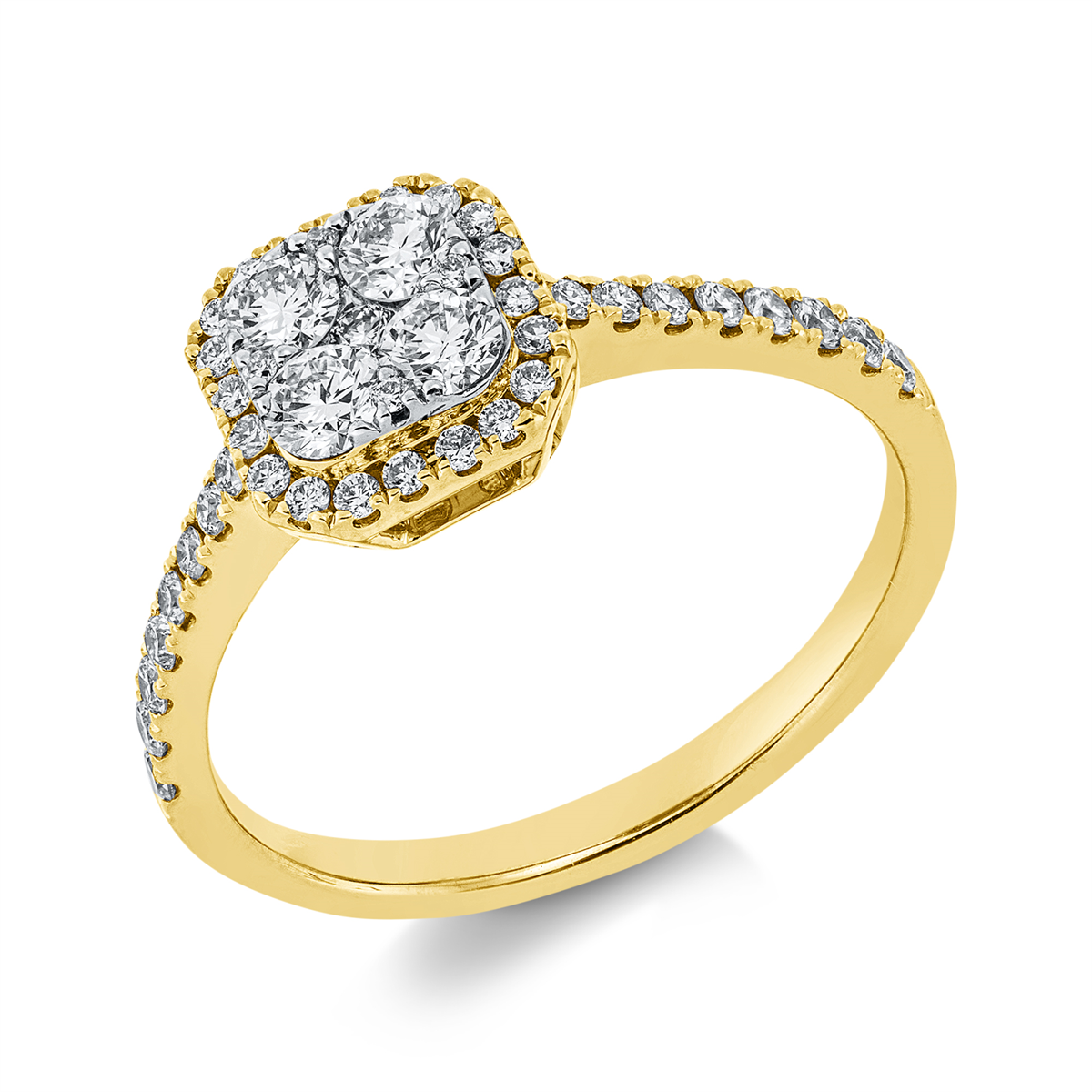 Ring 18 kt GG, Fassung rhodiniert