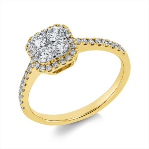 Ring 18 kt GG, Fassung rhodiniert