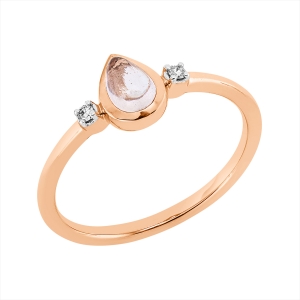 Ring 18 kt RG Tropfen, Fassung rhodiniert