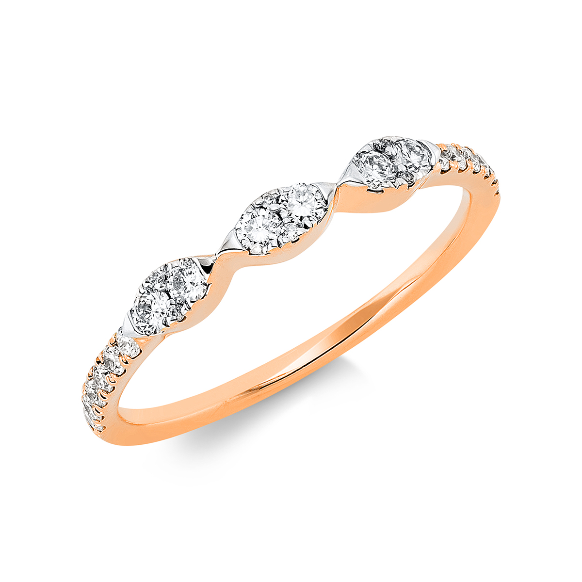 Ring 18 kt RG, Fassung rhodiniert