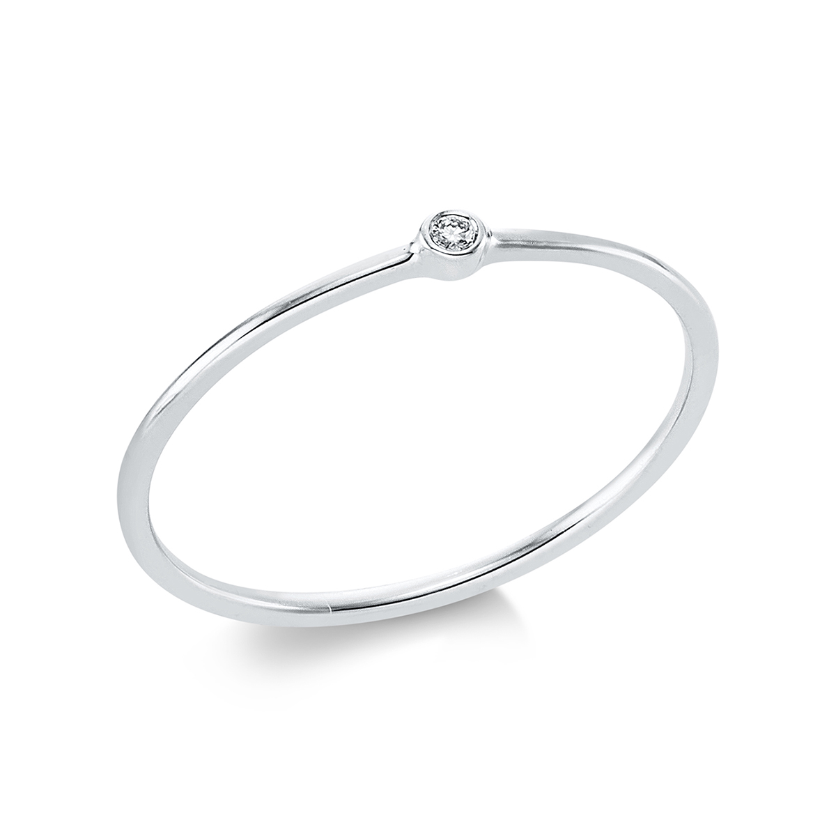 Solitaire Ring Zarge 18kt Weißgold mit 0,01ct Diamanten