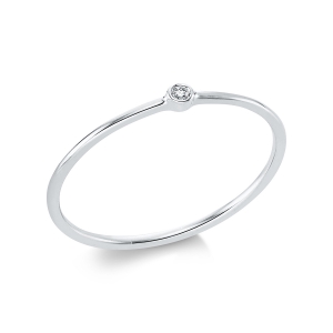 Solitaire Ring Zarge 18kt Weißgold mit 0,01ct Diamanten