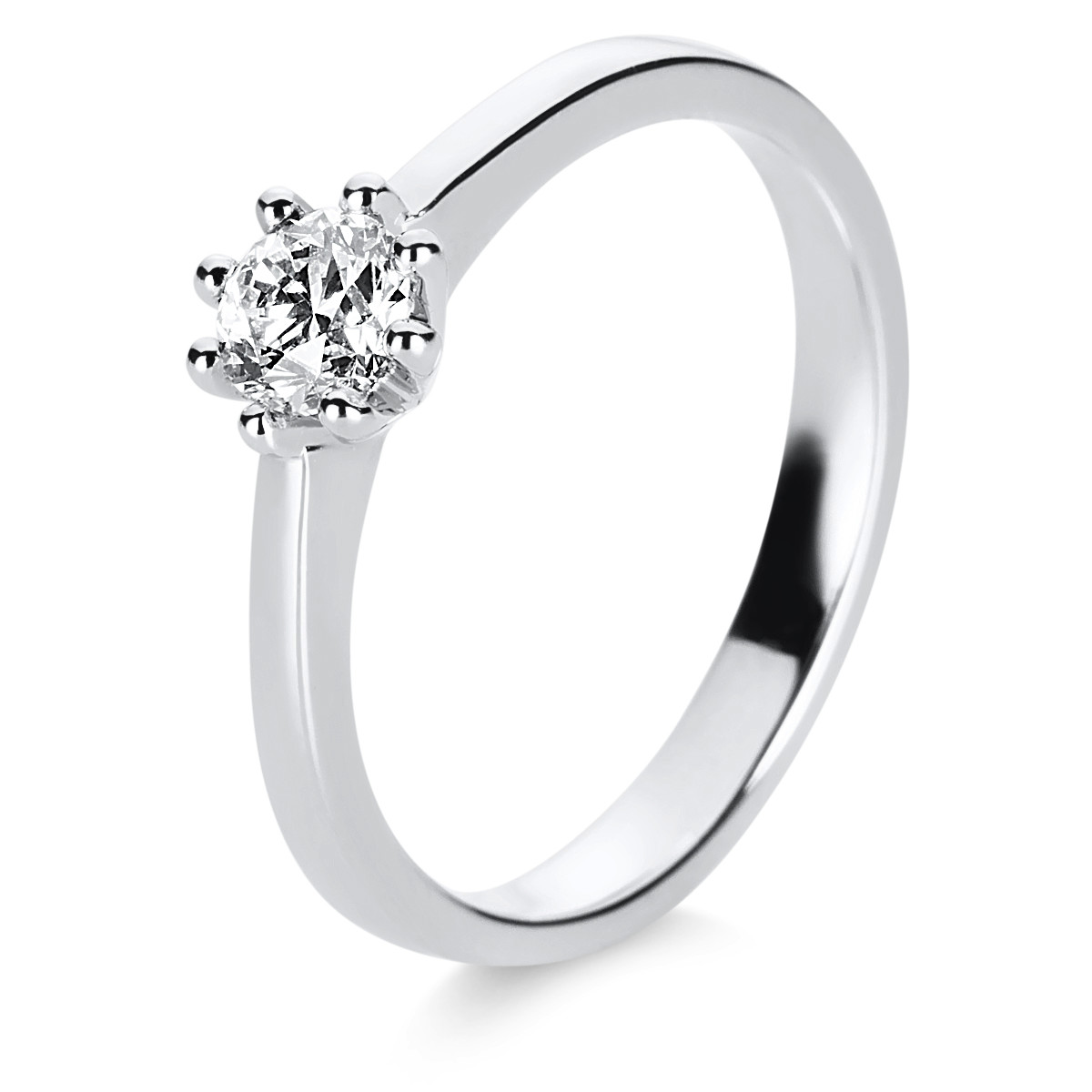 Solitaire Ring 8er-Krappe 14kt Weißgold mit 0,39ct Diamanten