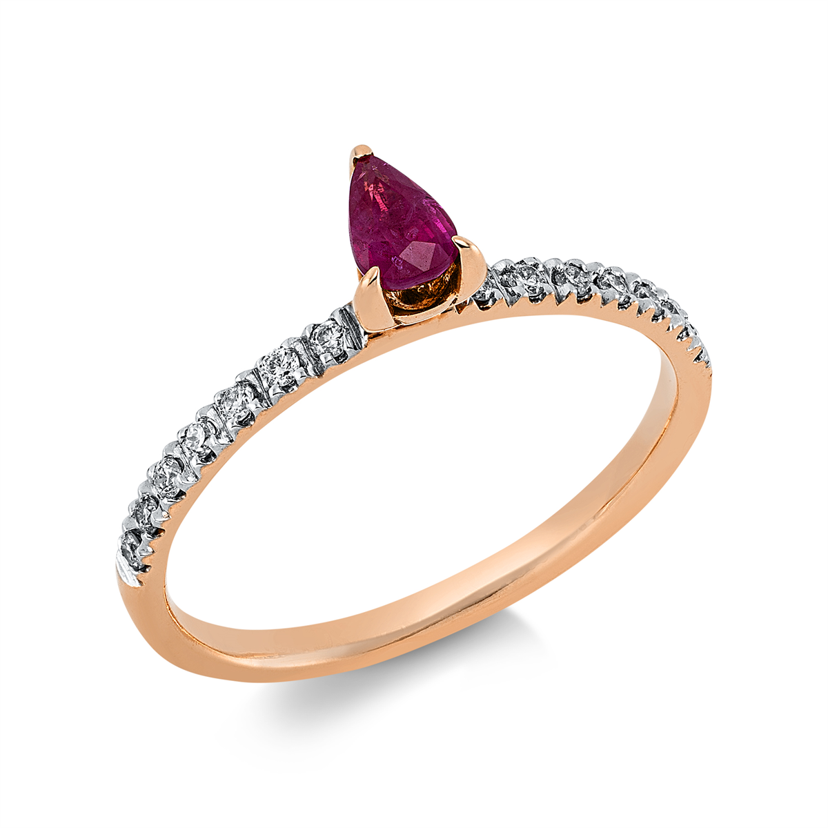 Ring 3er-Krappe 18 kt RG, Fassung rhodiniert