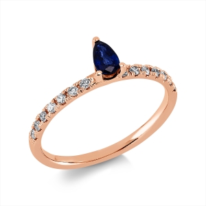 Ring 3er-Krappe 18 kt RG Tropfen, Fassung rhodiniert