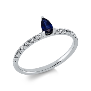 Ring 3er-Krappe 18 kt RG Tropfen, Fassung rhodiniert