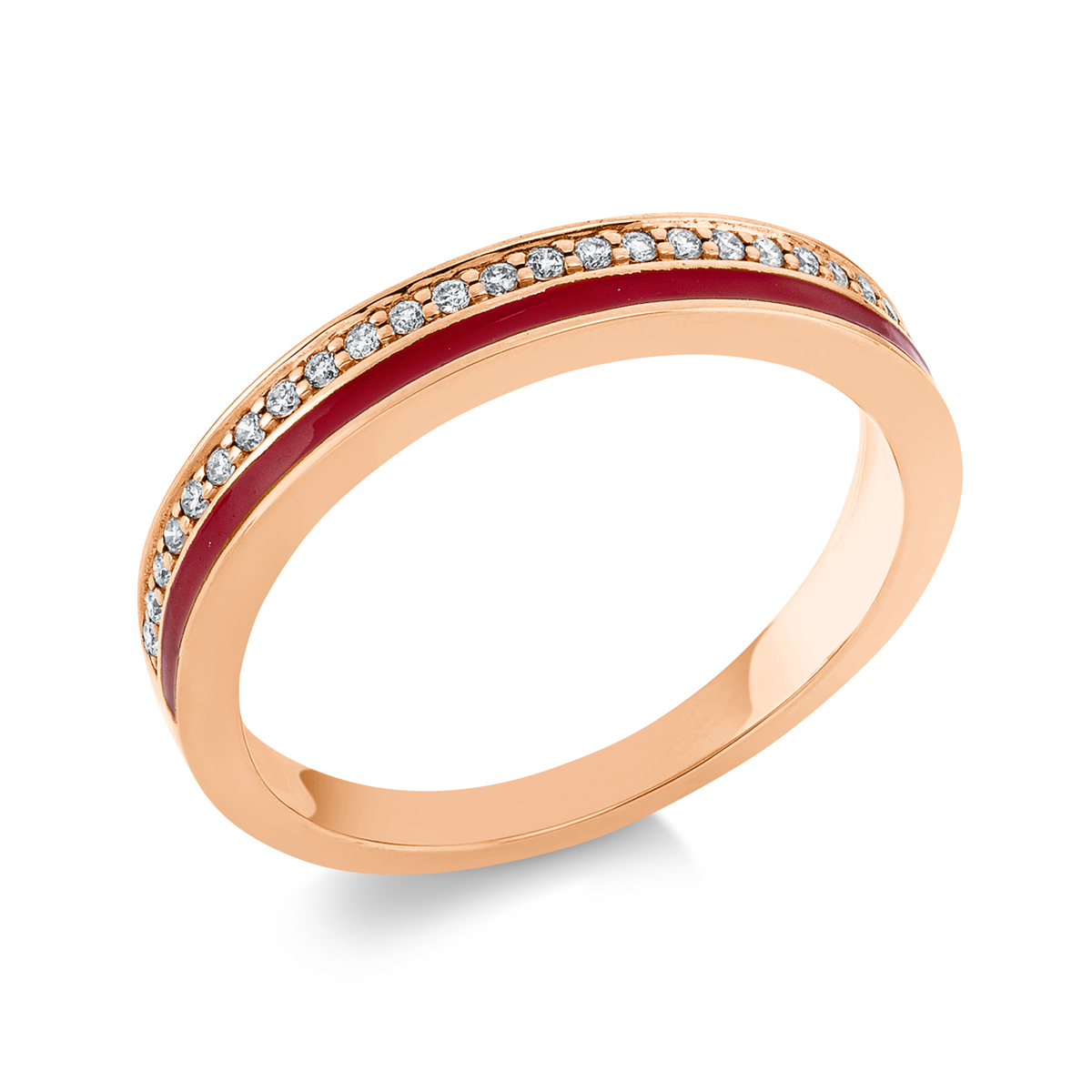 Memoire halb Ring  18kt Rotgold mit 0,11ct Diamanten