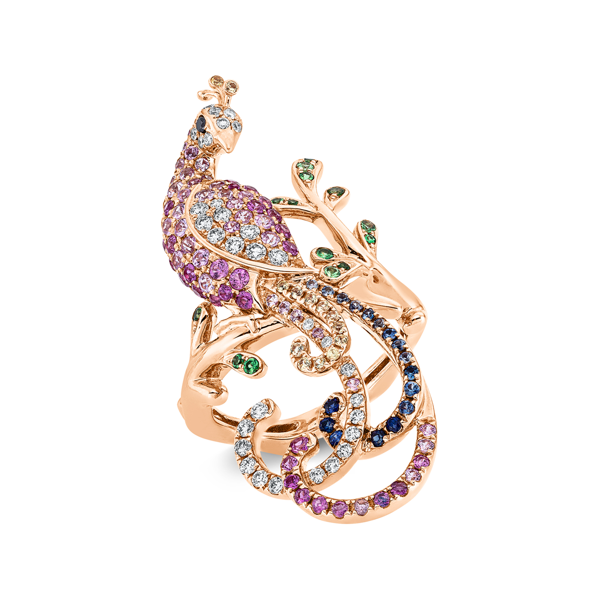 Ring 18 kt RG Pfauen