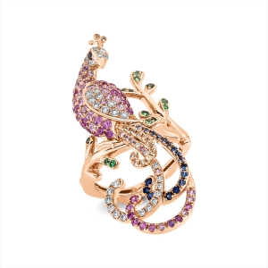 Ring 18 kt RG Pfauen