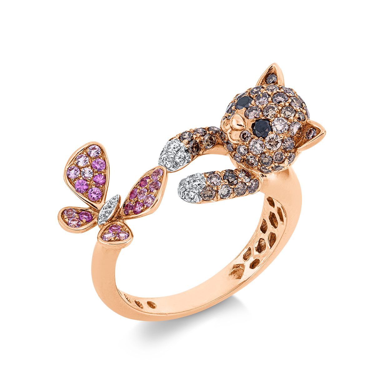 Ring 18 kt RG+WG Katze
