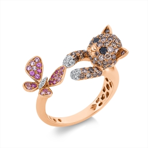 Ring 18 kt RG+WG Katze