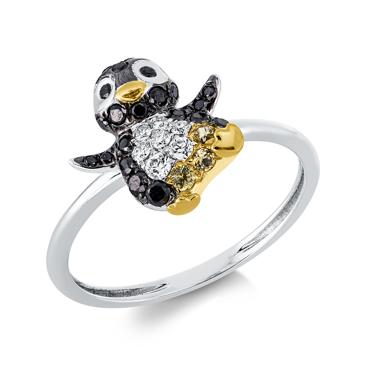 Ring 18 kt WG+GG, Fassung teils schwarz rhodinie