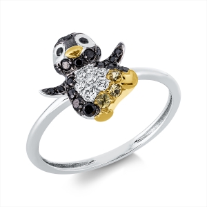 Ring 18 kt WG+GG, Fassung teils schwarz rhodinie