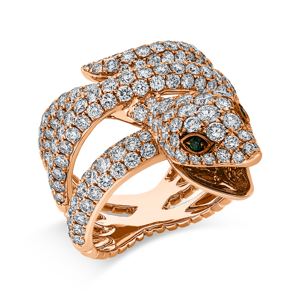 Ring 18 kt RG Schlange, Fassung teils schwarz rhodinie