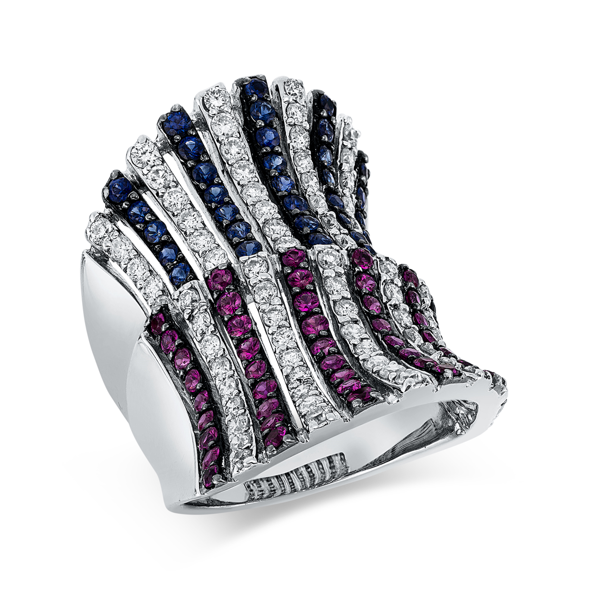 Ring 18 kt WG, Fassung teils schwarz rhodinie