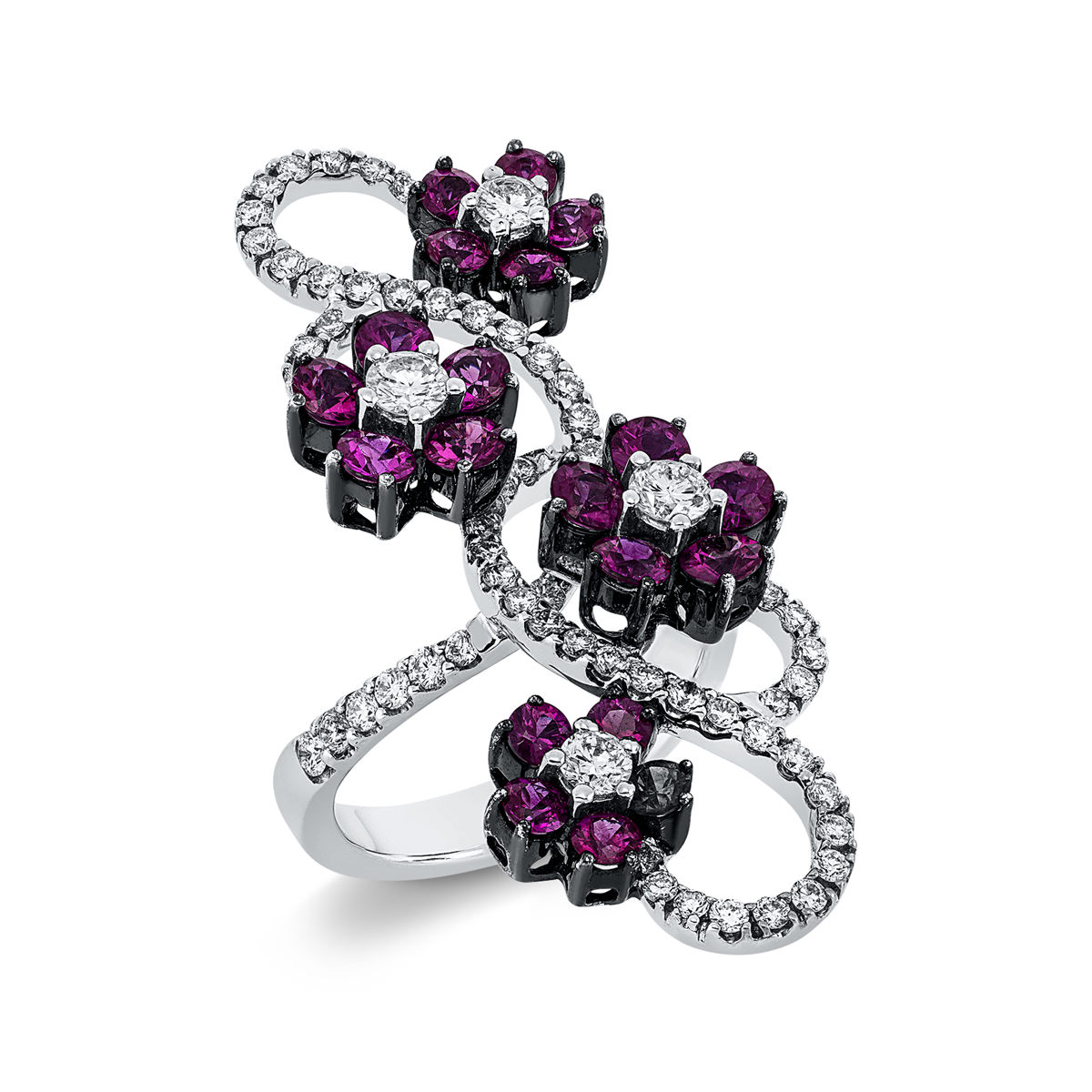 Ring 18 kt WG, Fassung teils schwarz rhodinie