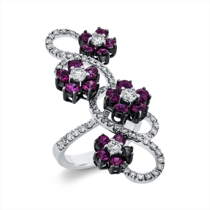 Ring 18 kt WG, Fassung teils schwarz rhodinie