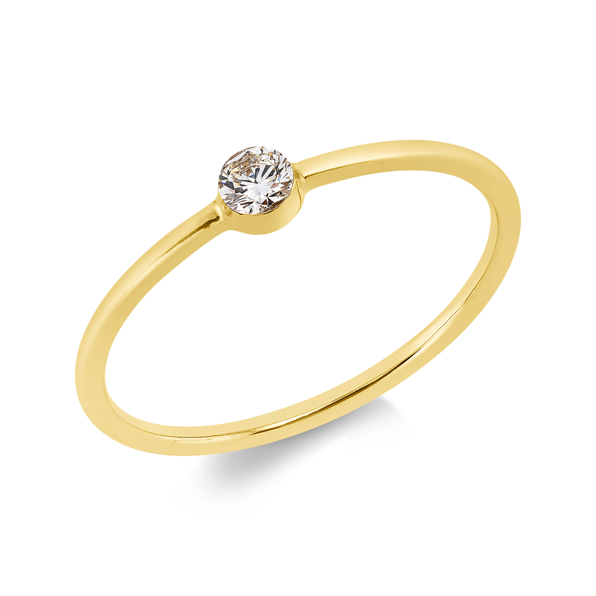 Solitaire Ring  18kt Gelbgold mit 0,09ct Diamanten
