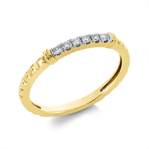 Memoire halb Ring  14kt Gelbgold Fassung rhodiniert mit 0,08ct Diamanten