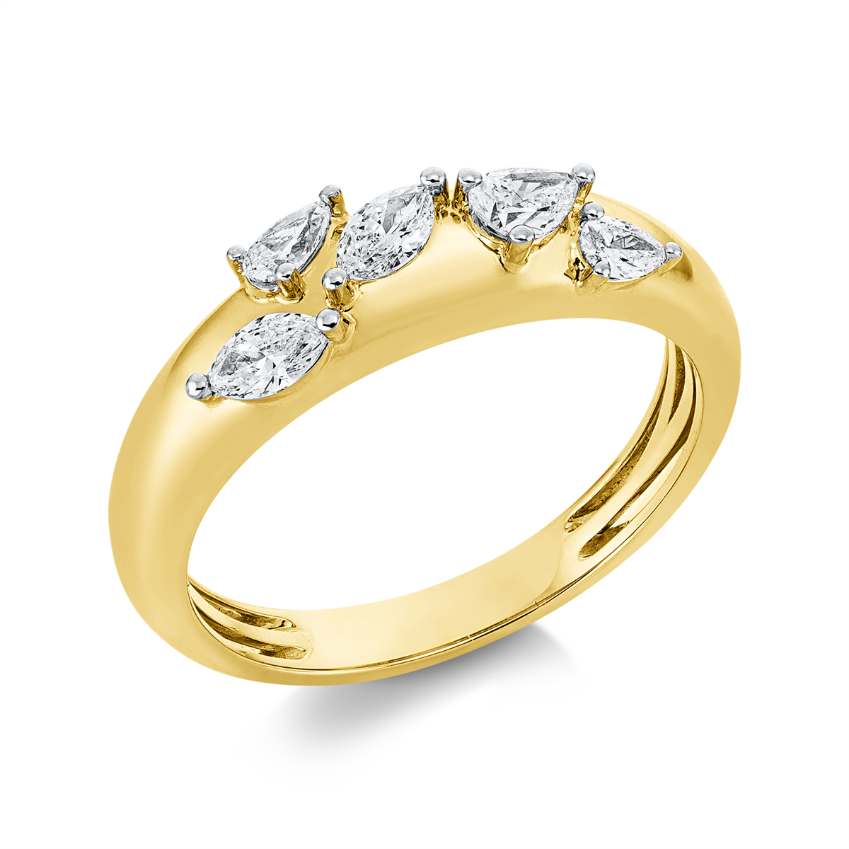 Ring 14 kt GG, Fassung rhodiniert