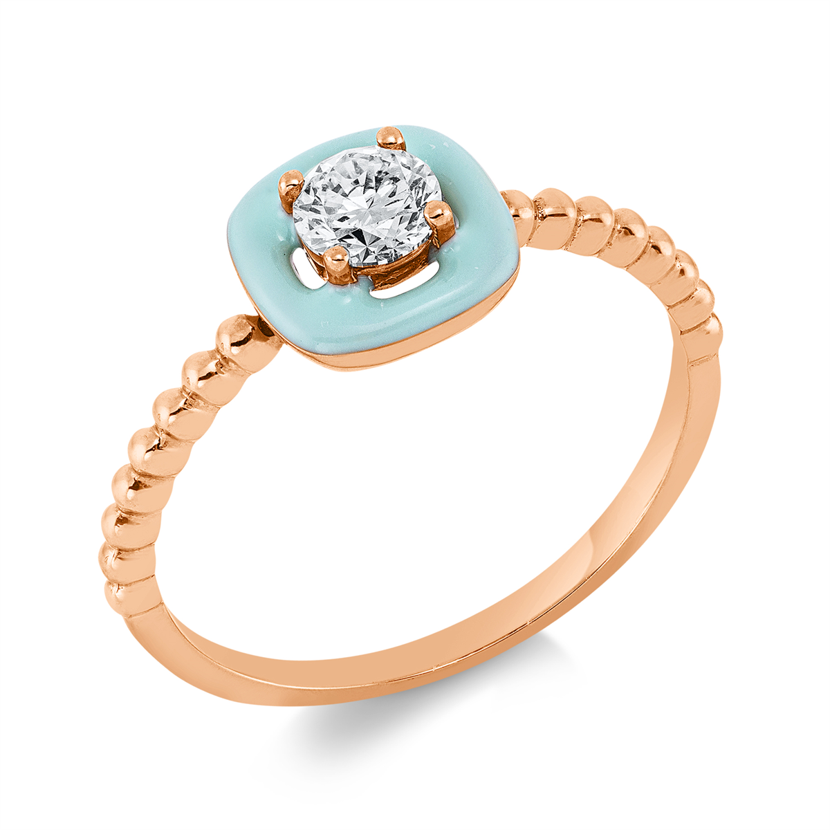 Solitaire Ring  18kt Rotgold mit Farbstein