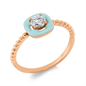 Solitaire Ring  18kt Rotgold mit Farbstein