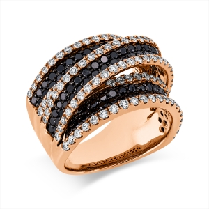 Ring 18 kt RG, Fassung teils schwarz rhodinie